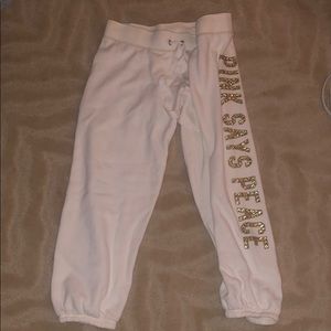 NWT rare VS Pink white/cream rhinestones sweats